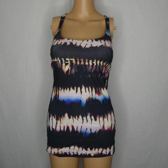 Lucy Tie Dye Striped Tank Top Strappy Criss Cross - Picture 1 of 10